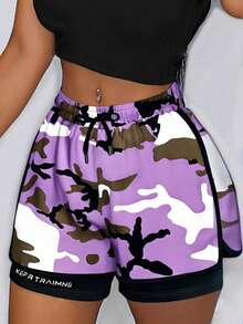 2-In-1 Women's Sports & Casual Shorts - Purple - View 1