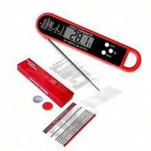 Folding Probe Digital Food Thermometer, Kitchen Smart Electronic Temperature Gauge For Cooking, Meat, BBQ, 304 Stainless Steel, Temp Range -50~300°C, Accuracy ±0.8°C, Response Time 2-3s, Uses CR2032 Battery