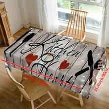 1 pièce Nappe de table de cuisine rectangulaire minimaliste | Imprimé avec un motif de couteau, fourchette et cuillère | Convient pour la décoration de scène, la protection de la table et la décoration de la pièce - Noir - Voir 11