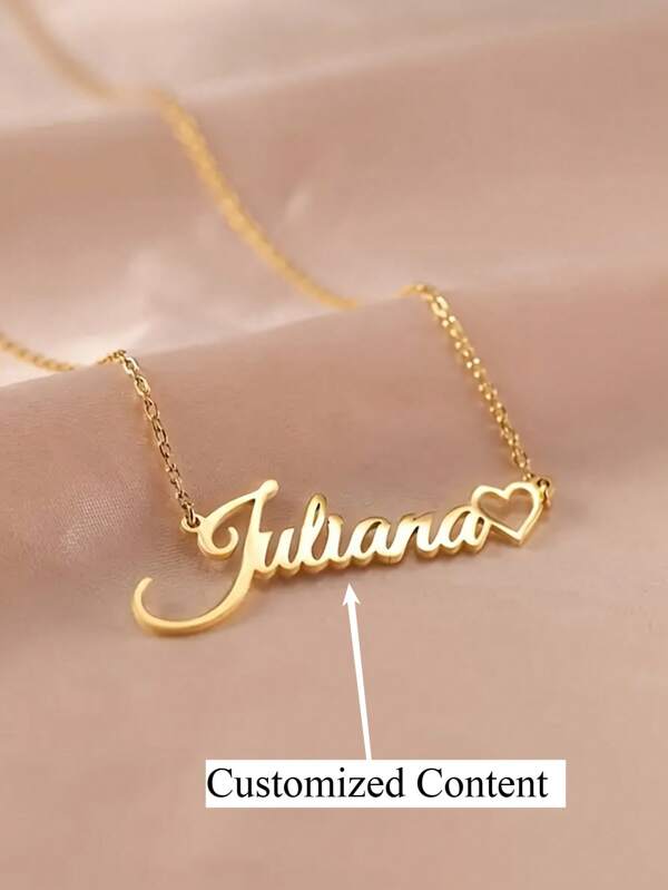 [Collar personalizado] Collar con nombre personalizado - Colgante de corazón de acero inoxidable en fuente cursiva, regalo del Día de San Valentín, uso diario, accesorio anual, diseño de fuente elegante, cadena refinada, ornamento encantador y grácil, diseño personalizado, adecuado como regalo reflexivo y accesorio diario de vestir, multifuncional, ornamental, letra, elegante, moderno, colorido, lindo, adorable, casual, personalizado, único, personalizado, regalos ideales para él, regalos ideales para ella