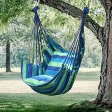 1 pieza Hamaca silla colgante, silla colgante resistente con múltiples cuerdas, cómoda, disponible en rojo, azul, naranja, verde, incluye 2 cuerdas e instrucciones, ideal para uso en exteriores, jardín, dormitorio, patio, interior/exterior, excelente equipo de ocio