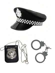 Women's Hat Set, Costume Accessories Set For Christmas, Halloween, Valentine's Day, Events, Parties, Cap, Cosplay, Cosplay Props, Cosplay Handcuffs, British , Knight Badge, Captain's Hat, Handcuffs, Badge, Set, Party Decorations, Valentine's Day, Personalized Dress-Up, Sexy Dress-Up, Activity Accessories Combination, Suitable For Daily Outings, Summer, Summer Beach, Vacation, Party, Beach