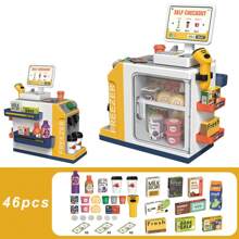 Conjunto de cajero de supermercado para niños, juego de educación financiera Montessori para niños de 1 a 6 años, de ABS lavable, juego de roles de vida familiar, regalo de cumpleaños, herramienta de enseñanza para la práctica de la vida preescolar