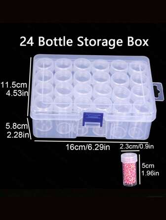 1 pièce de conteneur extérieur combiné avec 24 bouteilles rondes, offrant une conception spacieuse et portable, résistante à la corrosion et à l'eau, adaptée à divers besoins de stockage, idéale pour l'art, l'artisanat, les matériaux de couture et les outils pour la peinture de diamants