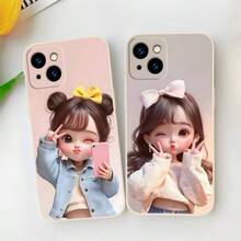 1 funda de teléfono de moda no incluye cordón ni soporte. Compatible con 17 Pro, 16, 15, 14, 13, 12, 11 Pro. Diseño creativo con dibujos animados de una chica linda, funda de teléfonoóvil hermosa, como regalo para novios y novias. - Colores mixtos 2 - Ver 9