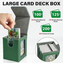 Magnetic Card Deck Box For TCG Storage, Holds 100 Double-Sleeved Cards - 綠色和灰色 - 查看 4