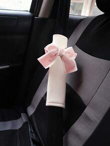 Car Seat Belt Shoulder Guard Bow, Car Leather Shoulder Guard Cover, Anti-Strangling Neck, Fashionable Car Interior - Black - View 8