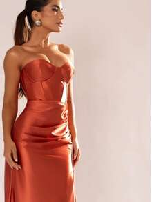 Sexy Long Party Dress With Slit Wedding - Terracota - Ver 5