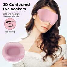 3D Sleep Mask 100% Light Blocking Sleeping Mask With Adjustable Strap - 淺粉色 - 查看 3