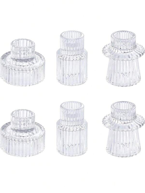 1/3pcs Vertical Grain Glass Candle Holder Tea Candle Holder Suitable For Table Centerpieces, Wedding Decorations And Dinner Parties European Style Simple Vertical Grain Glass Candle Holder Romantic Table Candle Holder Base Creative Home Decoration Home