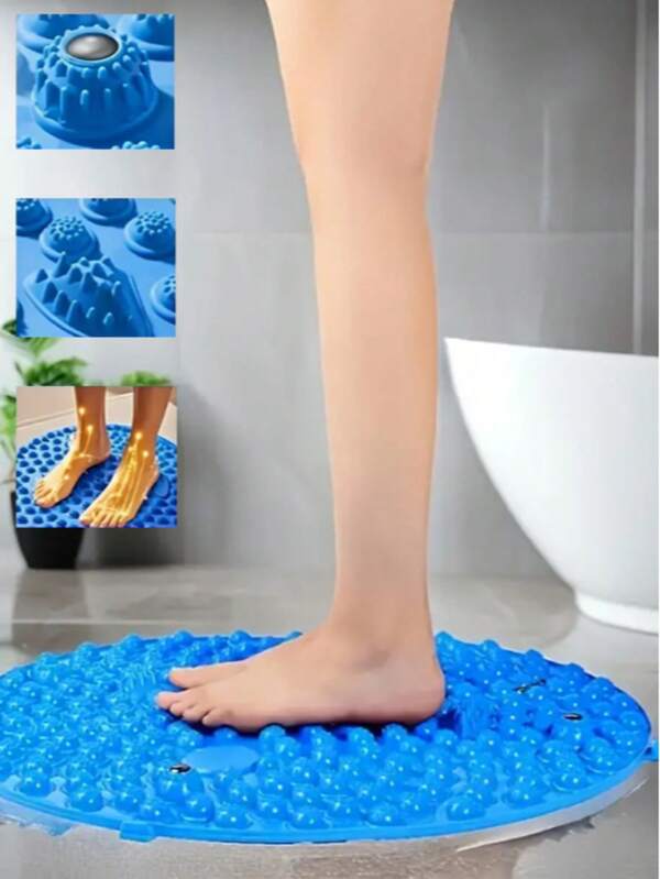 1 pezzo Tappetino da massaggio per i piedi extra large in TPE - Pressione su tessuto profondo, tappetino da riflessologia antiscivolo per il miglioramento della circolazione sanguigna e il rilassamento muscolare, design in plastica durevole con superficie testurizzata per punti di pressione mirati sui piedi, strumento per il massaggio dei piedi | Pedana rotonda, ideale per uso domestico e all'aperto