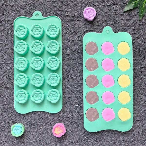 1pc 3D Rose Shaped Silicone Mold For Chocolate, Candy, Jello, Cookies, Ice Cube Tray, Cake Decoration DIY Baking Tools