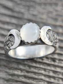 Anillo de media luna, anillo de fase lunar, anillo de la triple diosa, joyería de diosa, fases lunares, luna llena, anillo bohemio