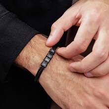 1pc Engraved Father Gift, Father's Day Gift,Fathers Dad Gift,Custom Bracelet For Dad With Youth Name, Personalize Daddy Bracelet, Family Jewelry, Family Name Bracelet, Husband Gift,Delicate Romance,Silver Stylish - Multicolor - View 6