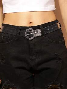 1pc Simple White Transparent PVC Belt With D-Ring Buckle, Fashion Belt For Jeans Teenagers, Versatile - White - View 5