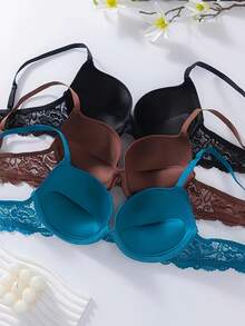 Bộ đồ lót nữ 3 món thoải mái - Áo ngực có đệm sang trọng, chi tiết ren tinh tế, nâng đỡ tốt, chất liệu mềm mại và thoáng khí mang lại sự thoải mái tối ưu. - Nhiều màu - Xem 4