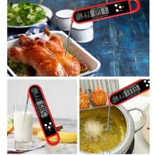 Folding Probe Digital Food Thermometer, Kitchen Smart Electronic Temperature Gauge For Cooking, Meat, BBQ, 304 Stainless Steel, Temp Range -50~300°C, Accuracy ±0.8°C, Response Time 2-3s, Uses CR2032 Battery