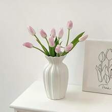 1pc Perfect White Ceramic Vase, Modern Minimalist White Ceramic Vase - Ideal For Home Decor, Living Room, Foyer Or Cabinet Display