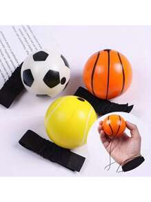 1 pieza Balón de rebote de baloncesto con muñequera, pelota elástica de PU de 60 mm de alto rebote para entrenamiento de jóvenes con correa para la muñeca - Juego deportivo de lanzamiento y rebote duradero, apto para actividades al aire libre como béisbol, baloncesto, fútbol, tenis - Pelota de entrenamiento de coordinación ojo-mano