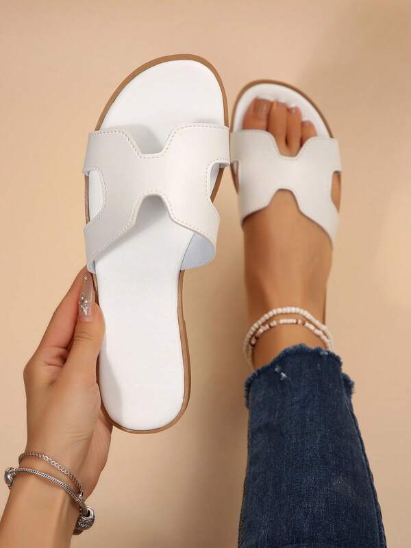 حذاء نسائي عصري كاجوال بكعب منخفض لصيف العطلات والسفر على شاطئ البحر، صندل قابل للتنزه بوحدة واحدة، بطرف مربع، خفيف الوزن، مريح، مفتوح من الأمام، أسلوب بسيط، شبشب مجوف، مناسب للارتداء اليومي في الداخل والخارج