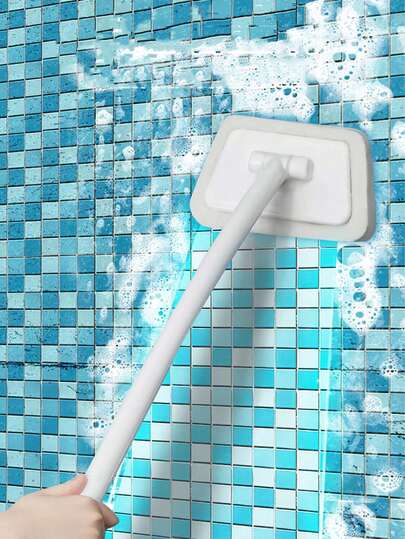 1 Stück Badewannen- und Fliesenbürste mit langem Griff, Kopf austauschbar, multifunktionale Wandreinigungsbürste für das Badezimmer, Haushaltsfenster-Glas-Schwammbürste mit langem Griff