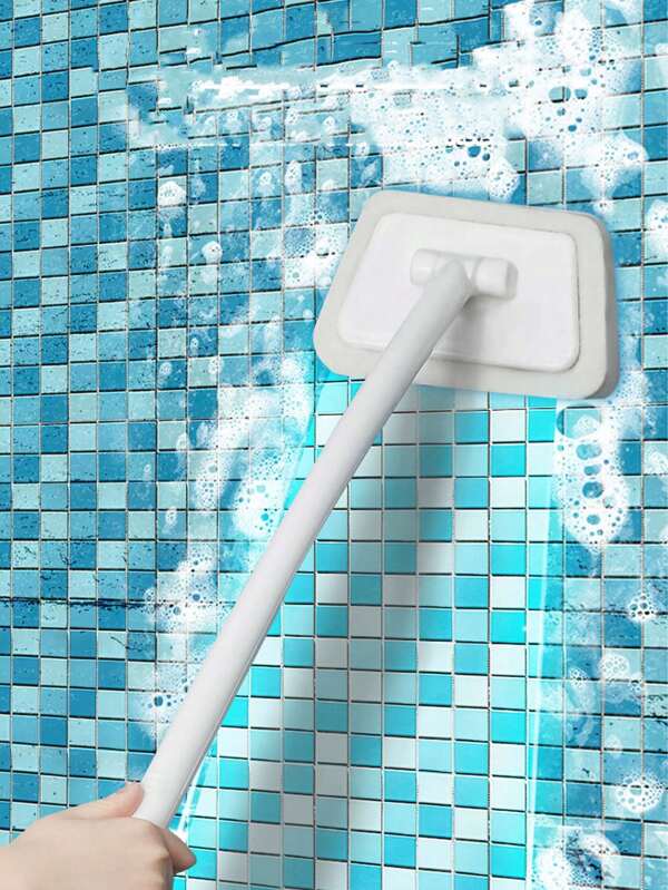1PC Long Handled Bathtub And Tile Cleaning Brush Can Replace The Head Changing Bathroom Multifunctional Wall Cleaning Brush Household Long Handled Window Glass Sponge Brush Back To School