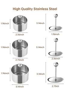 2/1 件寿司模具饭团寿司制作模具不锈钢圆形糕点圈蛋糕成型环带推杆食物展示环金枪鱼鞑靼模具
