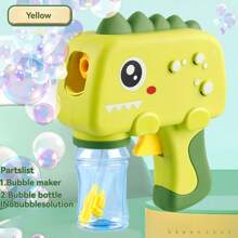 1 PIEZA Adorable pistola de burbujas de dinosaurio de dibujos animados, sin pilas necesarias, presiona continuamente para hacer burbujas, adecuado para juegos de interiores y exteriores para niños, adecuado para que los niños presionen, juego de burbujas, diversión con burbujas, casa de burbujas