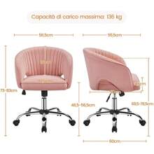 Sedia a rotelle ergonomica con seduta imbottita in finta pelle, regolabile in altezza e reclinabile