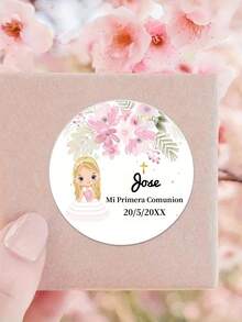 12/24/40 piezas Pegatinas personalizadas para Mi Primera Comunión - Etiquetas de y personalizadas para niños y niñas, Pequeños regalos para Mi Primera Comunión con diseños de flores y lunares, Elegantes pegatinas de papel para celebraciones, Decoraciones de Comunión | Decoraciones de flores para la Comunión | Etiquetas con nombre personalizadas, Decoraciones para lavado, Útiles escolares, Regreso a clases - Multicolor - Ver 44