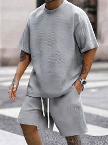 Men's Casual Digital Print Short Sleeve Tee And Shorts Two Pieces Set, Going Out Basketball Track Suit, Boyfriend Gift