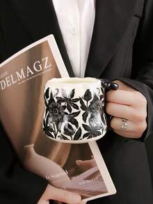 1 Peça Caneca Cerâmica Criativa e Sofisticada com Decoração de Laço, Disponível em Vermelho/Preto/Branco, Adequada para Água, Café, Leite, Chá, Presentes Personalizados, Presentes para Mulheres, Presentes para Mães, Presentes de Aniversário