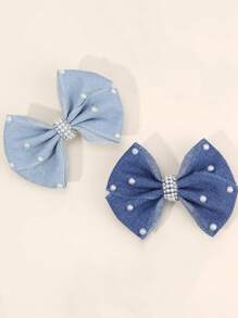 4 Stücke Cowboy Haarschleifen Clips mit Perlen Dekor, Mädchen Haarschleifen Mode Haarstyling Clips, Freizeitspangen, Haarschmuck für den Alltag