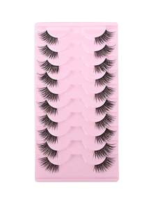 10 对半睫毛透明带状睫毛猫眼假睫毛短款柔软 3d 仿貂皮睫毛柔软自然化妆条状睫毛、睫毛、睫毛、假睫毛 - 眼尾拉長款 - 查看 19