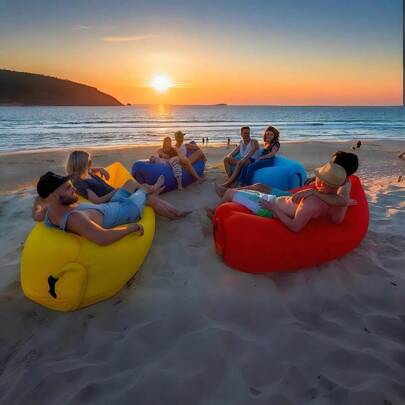 Inflatable Lounger Air Sofa, Picnic Outdoor Air Sofa Bed, Beach Chair Accessories, Air Sofa Hammock Couch For Camping Backyard Lakeside With Compression Sacks, Portable, Water Proof& Anti Air Leaking Design, Ideal Outdoor Gifts For Adults, Ideal For Backyard, Beach, Hiking, Traveling, Camping, Picnics & Music Festivals