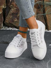 Tênis femininos de malha respirável, novos, primavera e outono de 2024, sola grossa e casual, calçados baixos