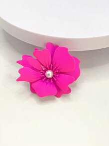 1pc Elegant Fashion Sexy Metal Flower Faux Pearl Inlaid Brooch/Lapel Pin For Women, Suitable For Party And Daily Wear