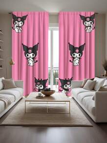 Sanrio 2 Pcs Sanrio Hello Kitty Curtain - Adorable Pink Shiny Stars & Heart Design, Washable, Blackout Curtain Suitable For Bedroom And Home Decor, Available In 2 Sizes, Living Room Curtain, Sanrio