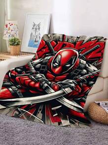 Marvel 1pc Marvel Superhero Deadpool Design Flannel Blanket, Super Soft Fleece Blanket Suitable For Sofa, Bedroom, Sofa, Gift, High Definition Printed Flannel Throw Blanket, Multiple Sizes Available