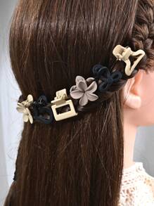 6pcs/Set Solid Color Casual Cute ABS Plastic Hair Clips, Butterfly, Flower, Heart, Square Design, Small Size Matte Black Bangs Claws, Princess Front & Side Bang Clips, Suitable For All Seasons Summer Hair Jaw Clip