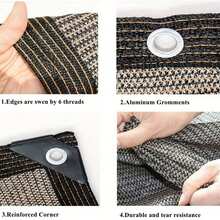 1 件遮阳布，90% 棕色遮阳网，适用于花园露台、植物遮阳帆、温室、户外凉亭、草坪的遮阳网，易于安装