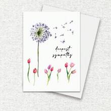 Deeply Sympathy Greeting Card, Dandelion Tulips Thinking Of You, Condolence Card, Bereavement Card, Thinking Of You, Sympathy Card, Deeply Sorry For Your Loss