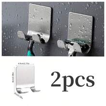 Ever Blooming 1/2/4pcs Stainless Steel Razor Holder, Drill-Free Wall Mount Razor Stand With Hook, Black And Silver, Includes Cable, Utensil Rack, Suitable For Bathroom, Bedroom, Kitchen, Home Decor, Autumn, Back To School - Multicolor - View 17