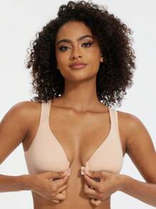 MELENECA MELENECA Women's Front Closure Bras Plus Size Unlined Underwire Back Support Posture Bra