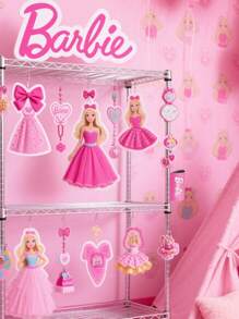 Barbie Stylish Pink Barbie Logo Flexible Car Trim Decor, Barbie Iconic Logo Decor,Easy Install & Remove Auto Ornament, Cute Car Exterior Accessory For Women,Weatherproof & Removeable,Instant Personalization