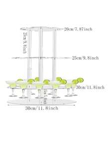 3-stufiger acrylischer Champagnerpyramidenständer mit 32 Löchern, transparenter rechteckiger schwimmender Strohhalterständer für Partys, Hochzeiten, Schulen, Feiern