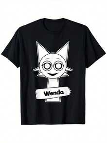 Wendy'S Sprunki Wenda Graphic T-Shirt - 100% Cotton, Stretchy, Crew Neck T-Shirt For Boys And Girls - Perfect For Christmas, New Year's Day, Valentine's Day, And Birthday Gifts, All-Season T-Shirt|   Casual Round Neck|   Application Detailed Shirt, Cute T-Shirt - Black - View 1