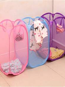 Popup Mesh Laundry Basket - Foldable, Portable, Lightweight Large Mesh Pop-Up Laundry Basket With Handle, Collapsible Design, High Capacity Basket For Storing Dirty Clothes In Bathroom, Bedroom, Dorm - Multicolor - View 1