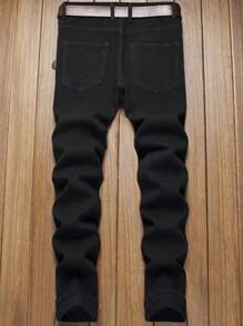 1pc Men's Black Street Style Comfortable Casual Jeans, Spring & Summer, Suitable For City Walking & Outdoor Activities