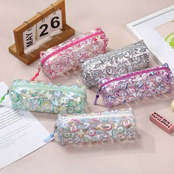 Waterproof Toiletry Bag, Colorful Letter Makeup Bag, Portable Storage, Large Capacity Travel Makeup Bag, Korean Series